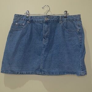 Ashley Stewart Mini Jean Skirt, Plus Size, Curvy, Cowgirl, Texas Hold’m, Sz 18